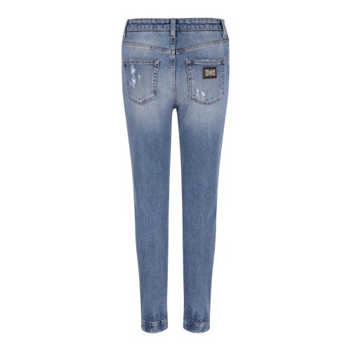 Stretch Denim Audrey Jeans With Rips