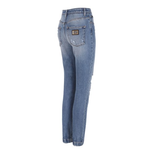 Stretch Denim Audrey Jeans With Rips