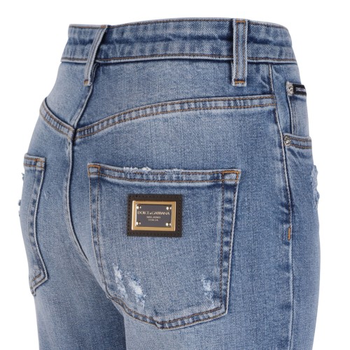 Stretch Denim Audrey Jeans With Rips