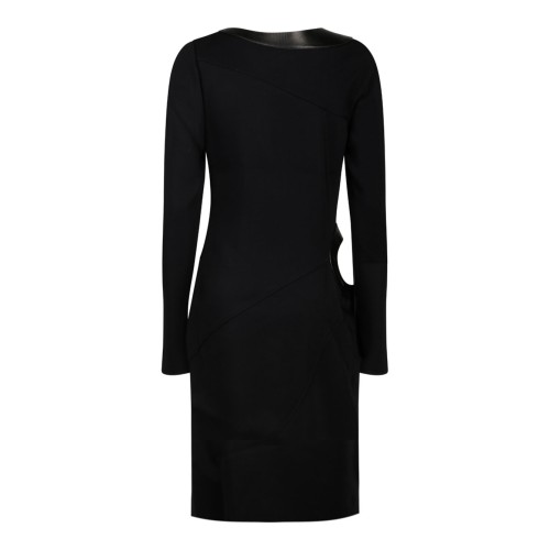 Black Leather Cut Out Long Sleeved Dress 2