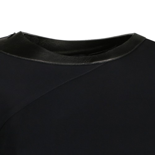 Black Leather Cut Out Long Sleeved Dress