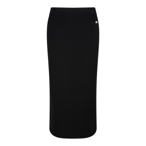 Black Stretch Viscose Knit Pencil Skirt With DG Logo