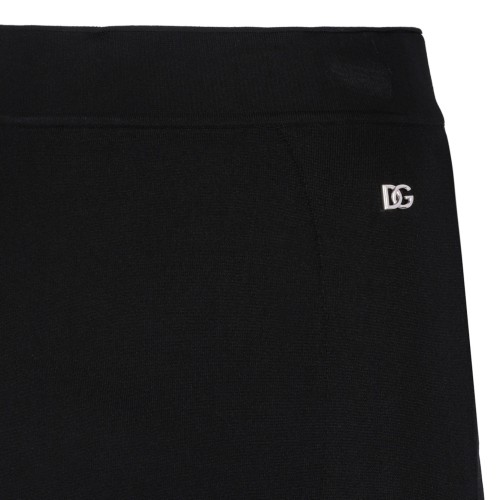Black Stretch Viscose Knit Pencil Skirt With DG Logo