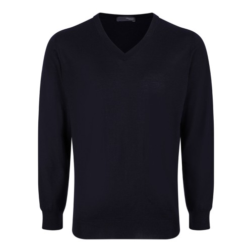 Navy Blue Fine-Knit Sweater