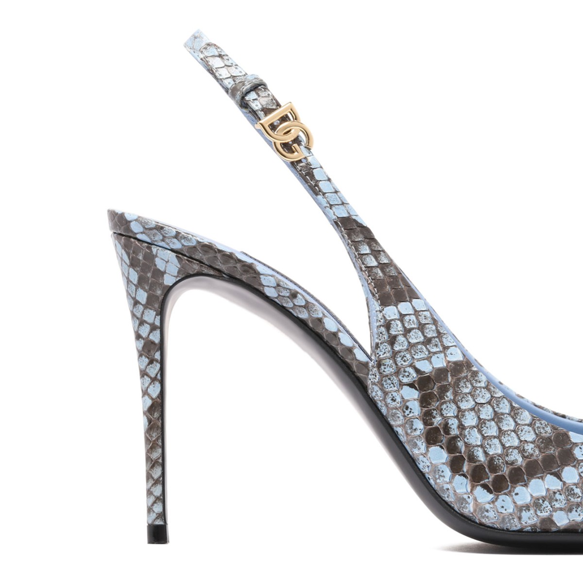 Light Blue Python Slingback