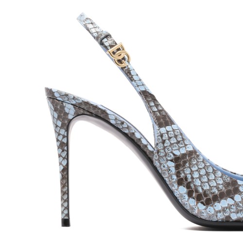 Light Blue Python Slingback