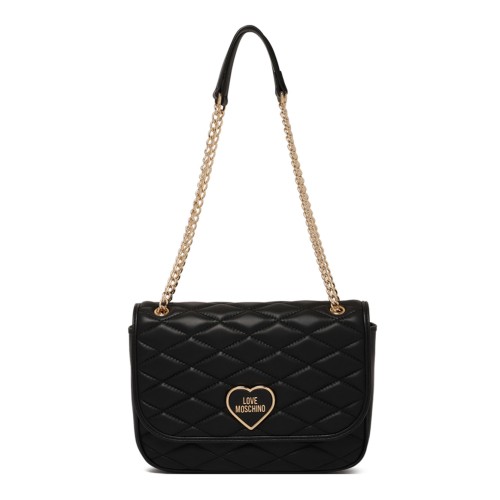 Black Quilted Clutch With Logo
