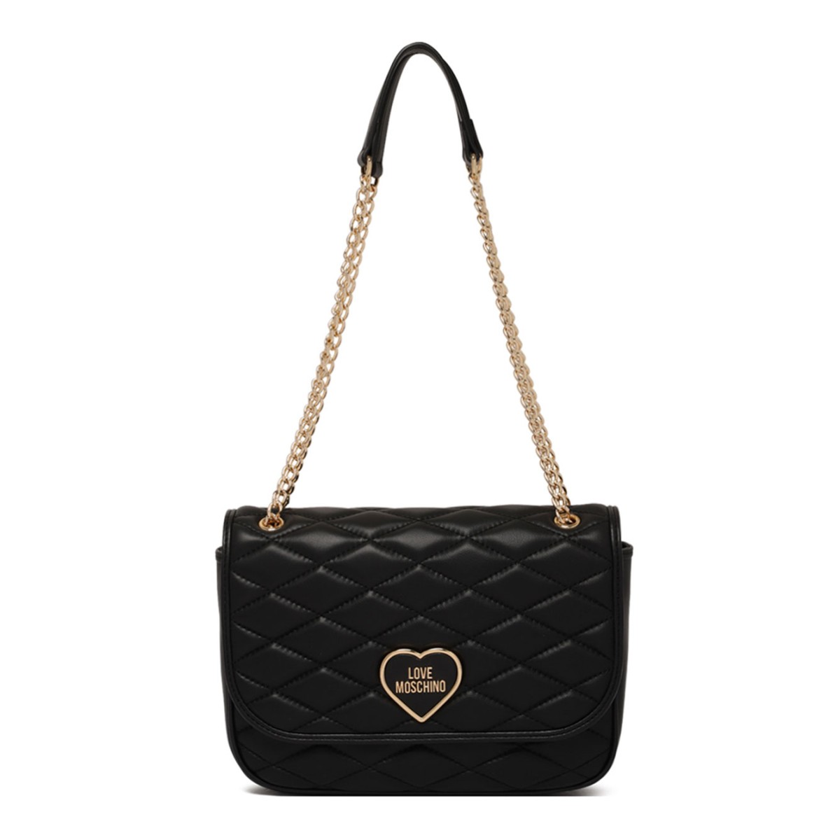 Black Quilted Clutch With Logo