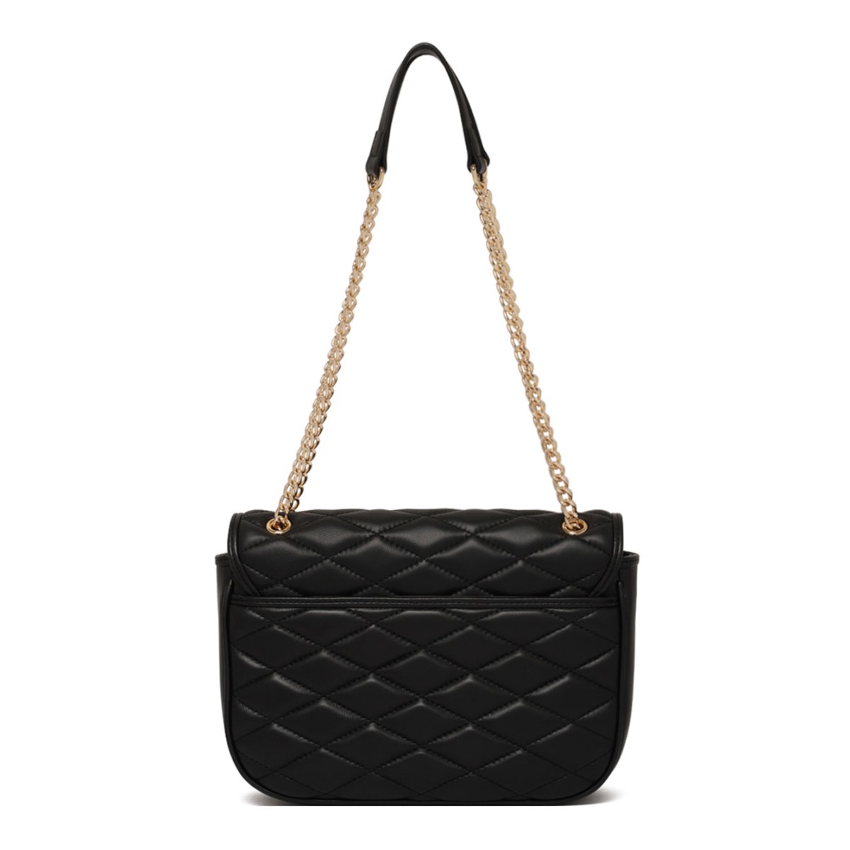 Black Quilted Clutch With Logo