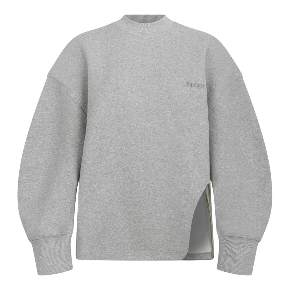 Grey Melange Sweatshirt With Side Slit