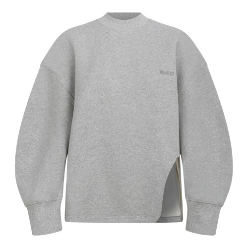 Grey Melange Sweatshirt With Side Slit