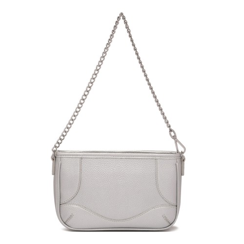 Silver Metallic Shoulder Bag With Logo 2