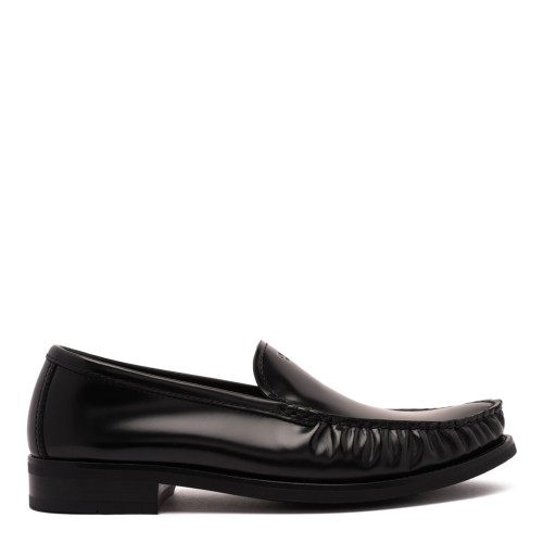 Black Brushed Leather Loafers