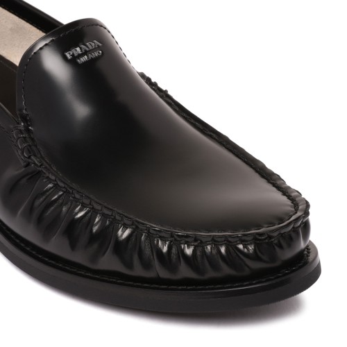 Black Brushed Leather Loafers