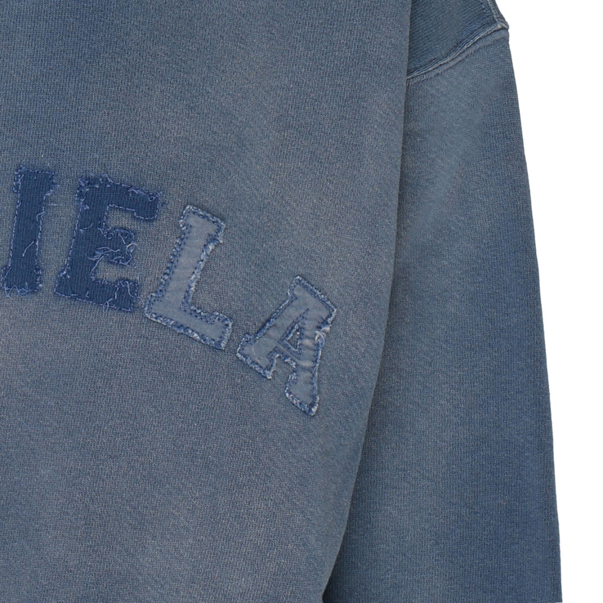 Indigo Blue Cotton Logo Patch Cropped Sweatshirt