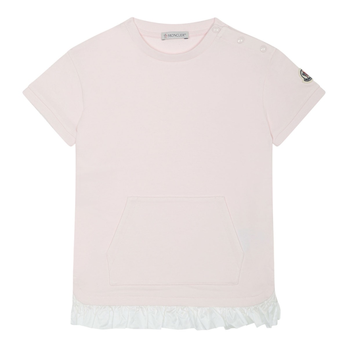 Pink Jersey Dress With White Ruffle Hem