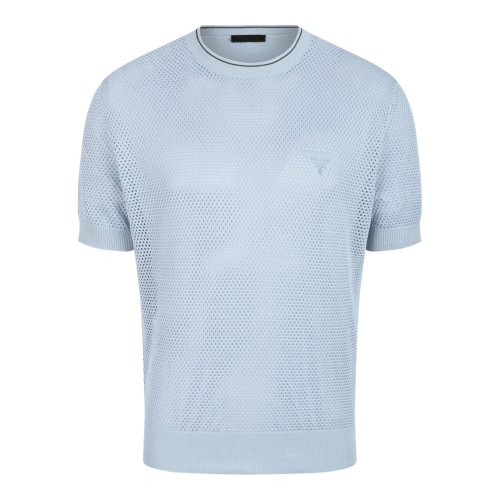 Light Blue Perforated Design T-Shirt