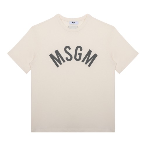 Cream White Logo Print T-Shirt