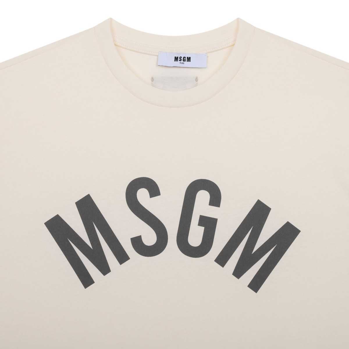 Cream White Logo Print T-Shirt