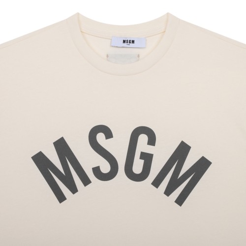 Cream White Logo Print T-Shirt