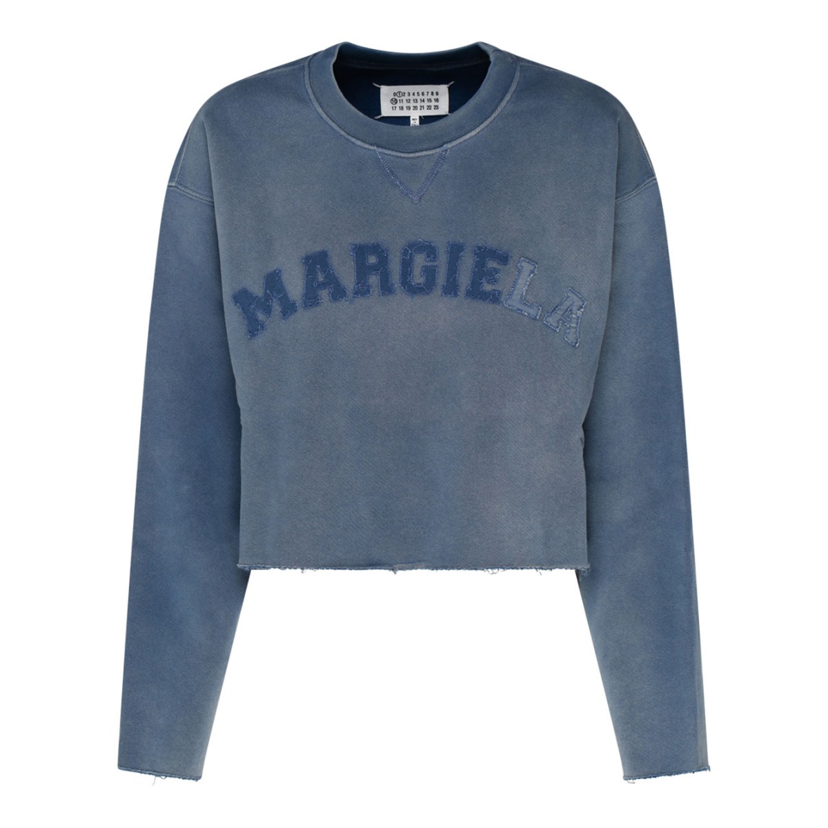 Indigo Blue Cotton Logo Patch Cropped Sweatshirt