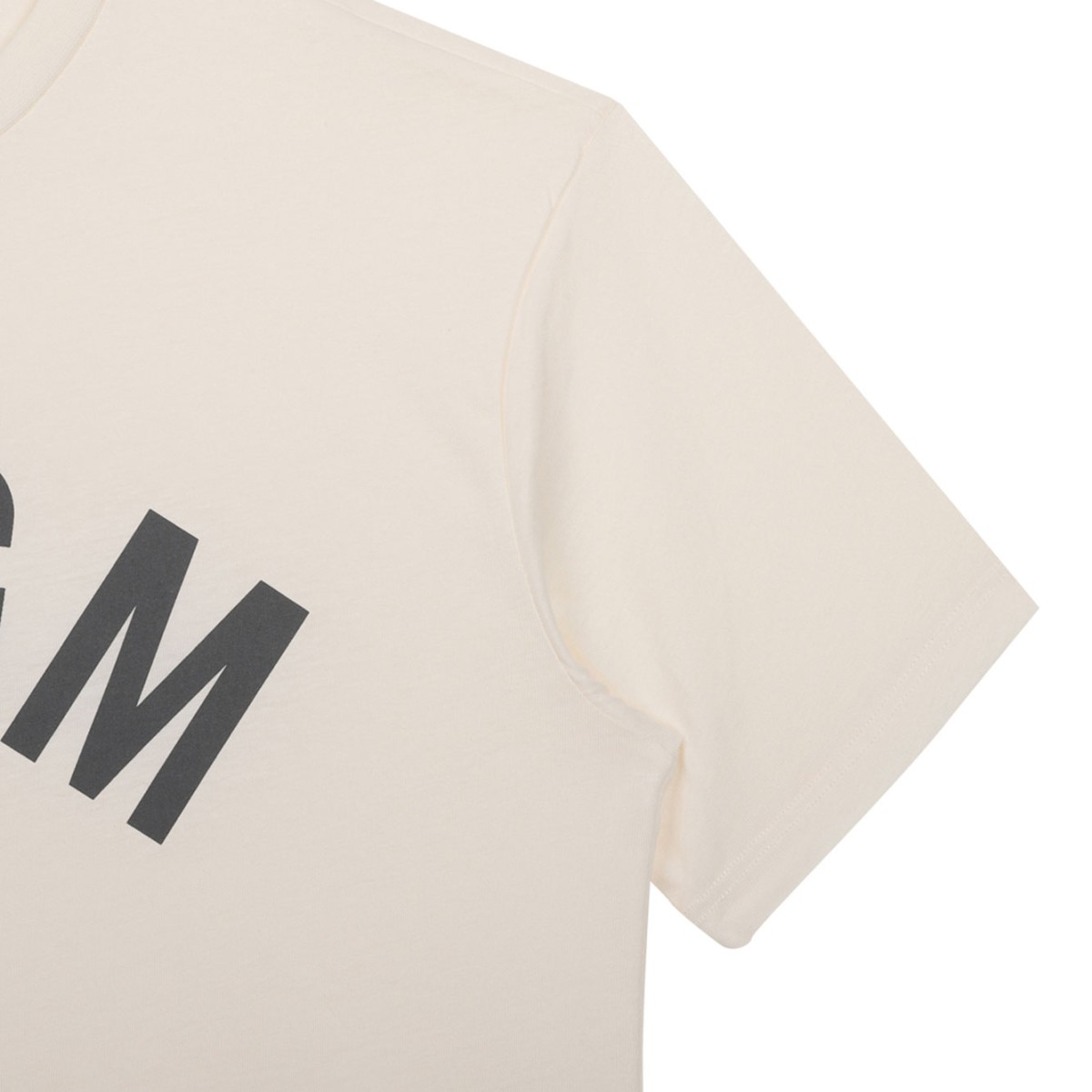 Cream White Logo Print T-Shirt