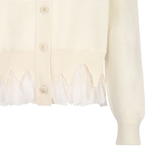 Ivory Cobweb Lace Shrunken Cardigan