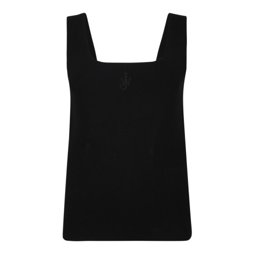 Black Anchor-Embroidered Tank Top