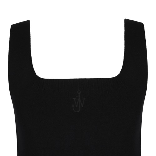Black Anchor-Embroidered Tank Top