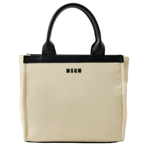 Cream and Black Tote Bag