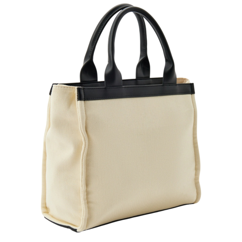 Cream and Black Tote Bag 2