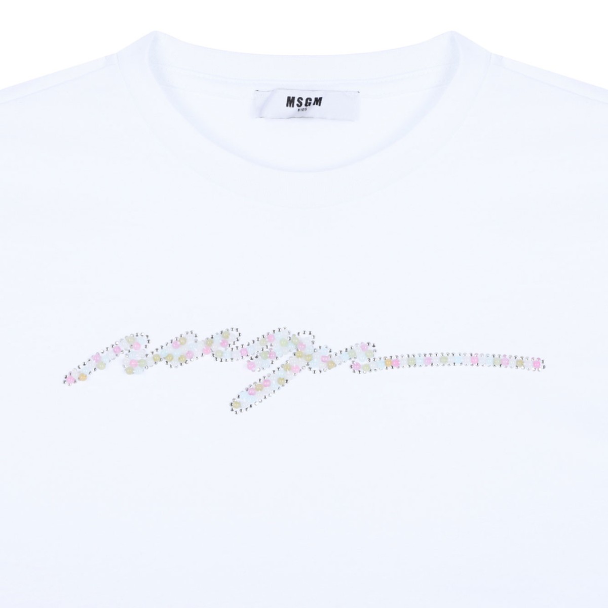White Logo Embellished T-Shirt
