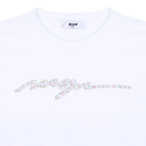 White Logo Embellished T-Shirt
