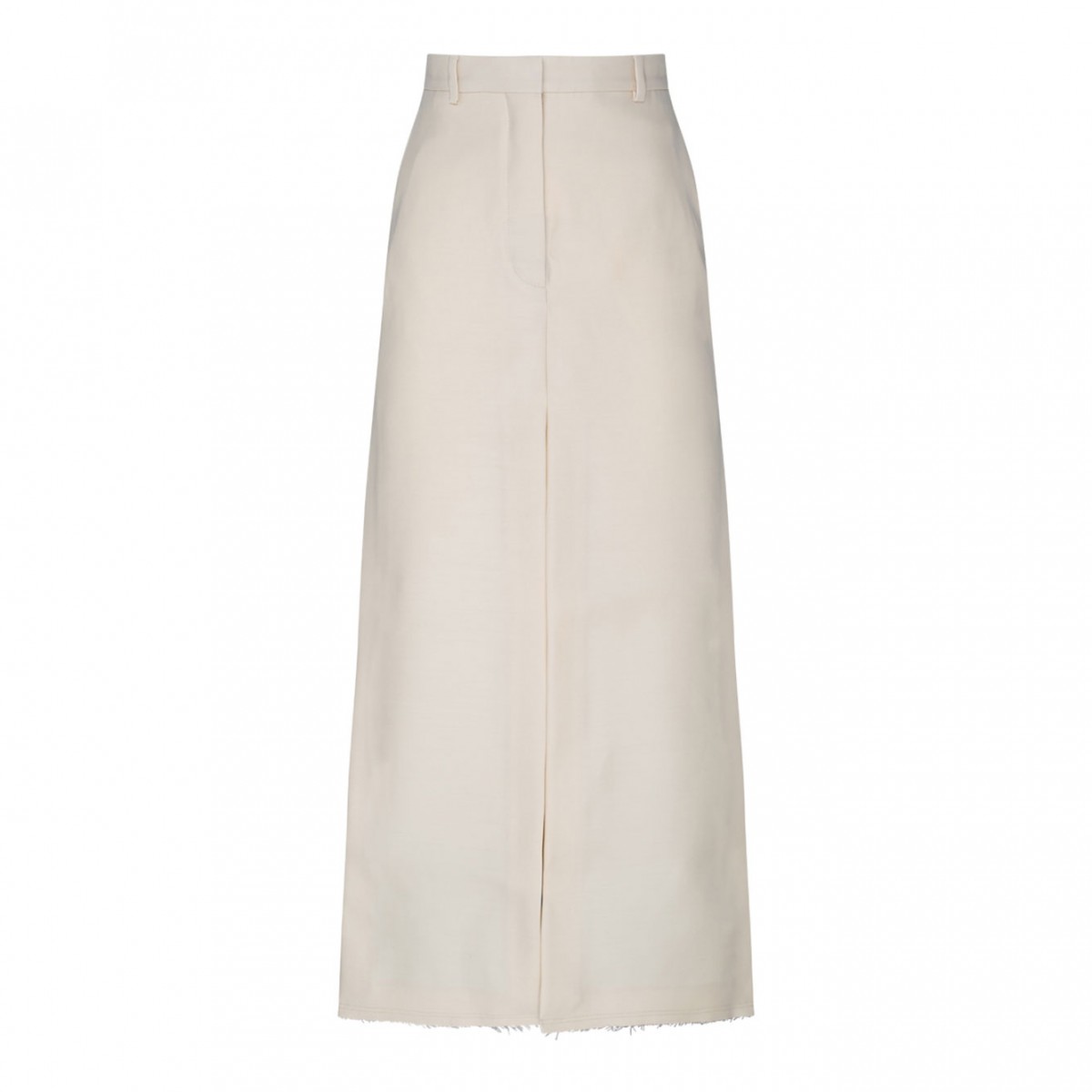 Light Beige Cotton A-Line Maxi Skirt