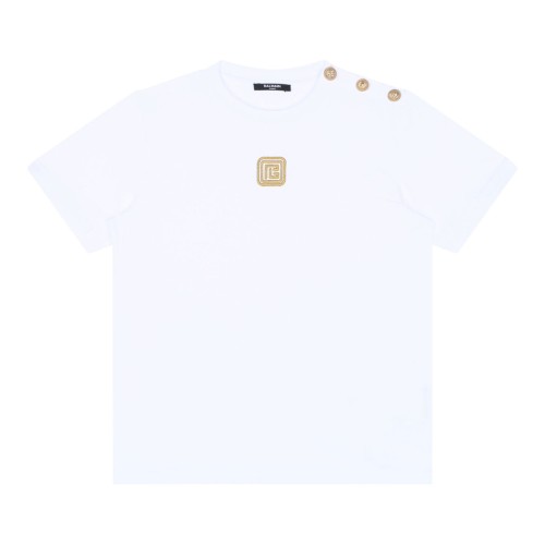 White Logo Embroidered T-Shirt