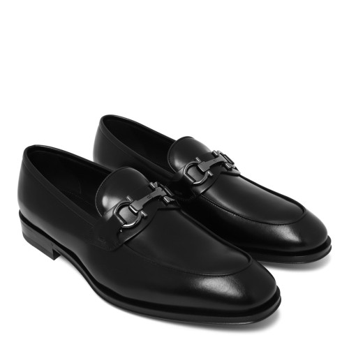 Black Loafer With Gancini Buckle