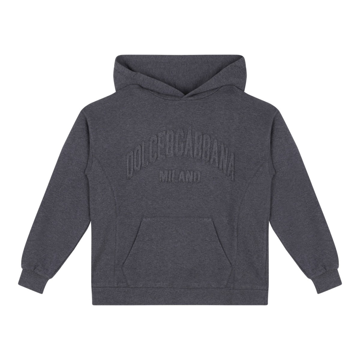 Melange Grey Embroidered-Logo Hoodie