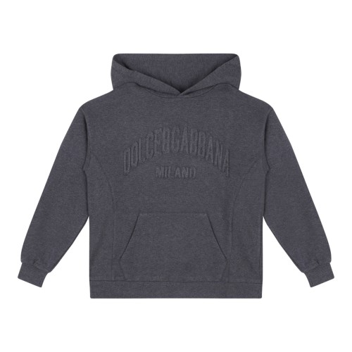 Melange Grey Embroidered-Logo Hoodie