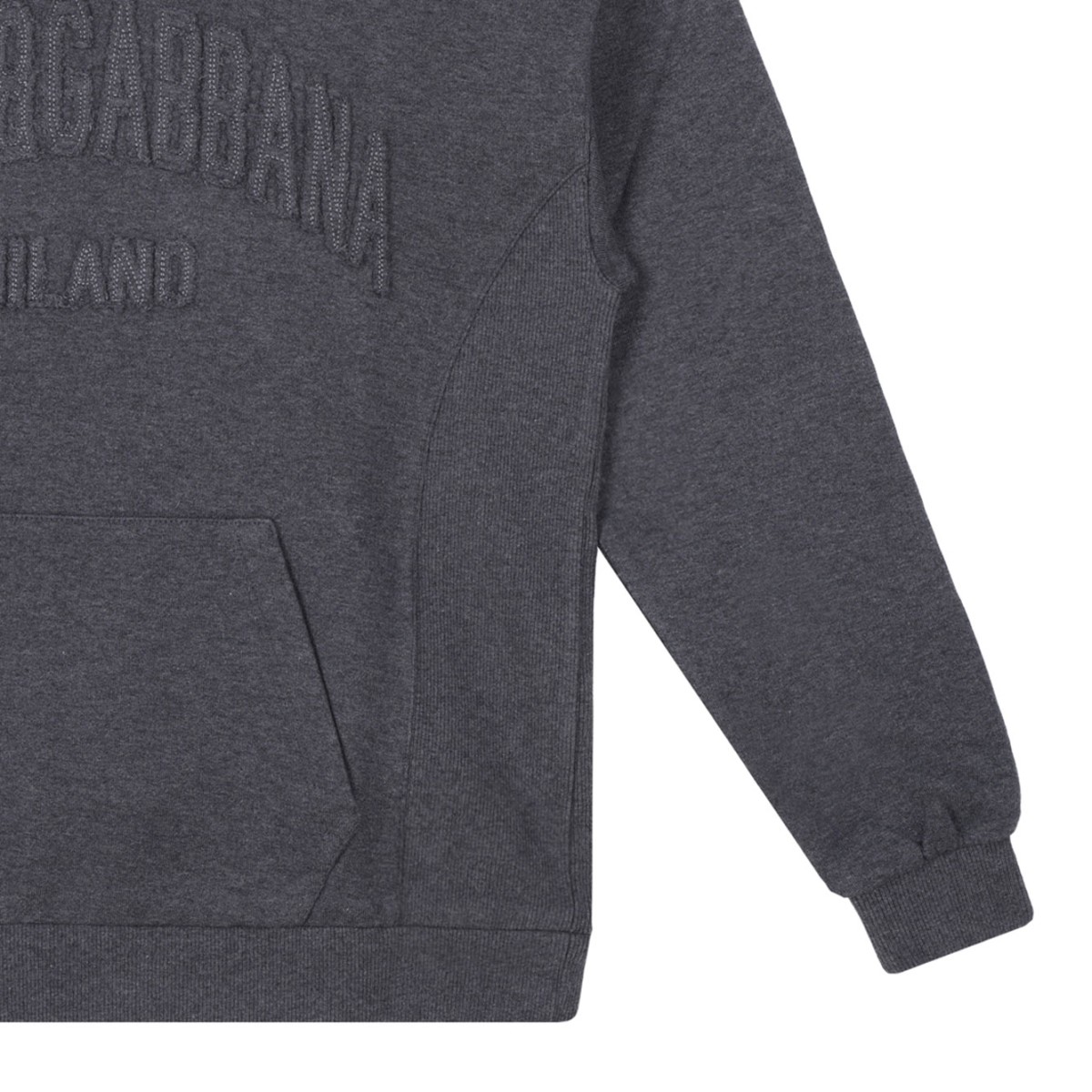 Melange Grey Embroidered-Logo Hoodie