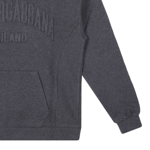 Melange Grey Embroidered-Logo Hoodie