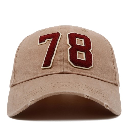 Beige Cotton Baseball Cap