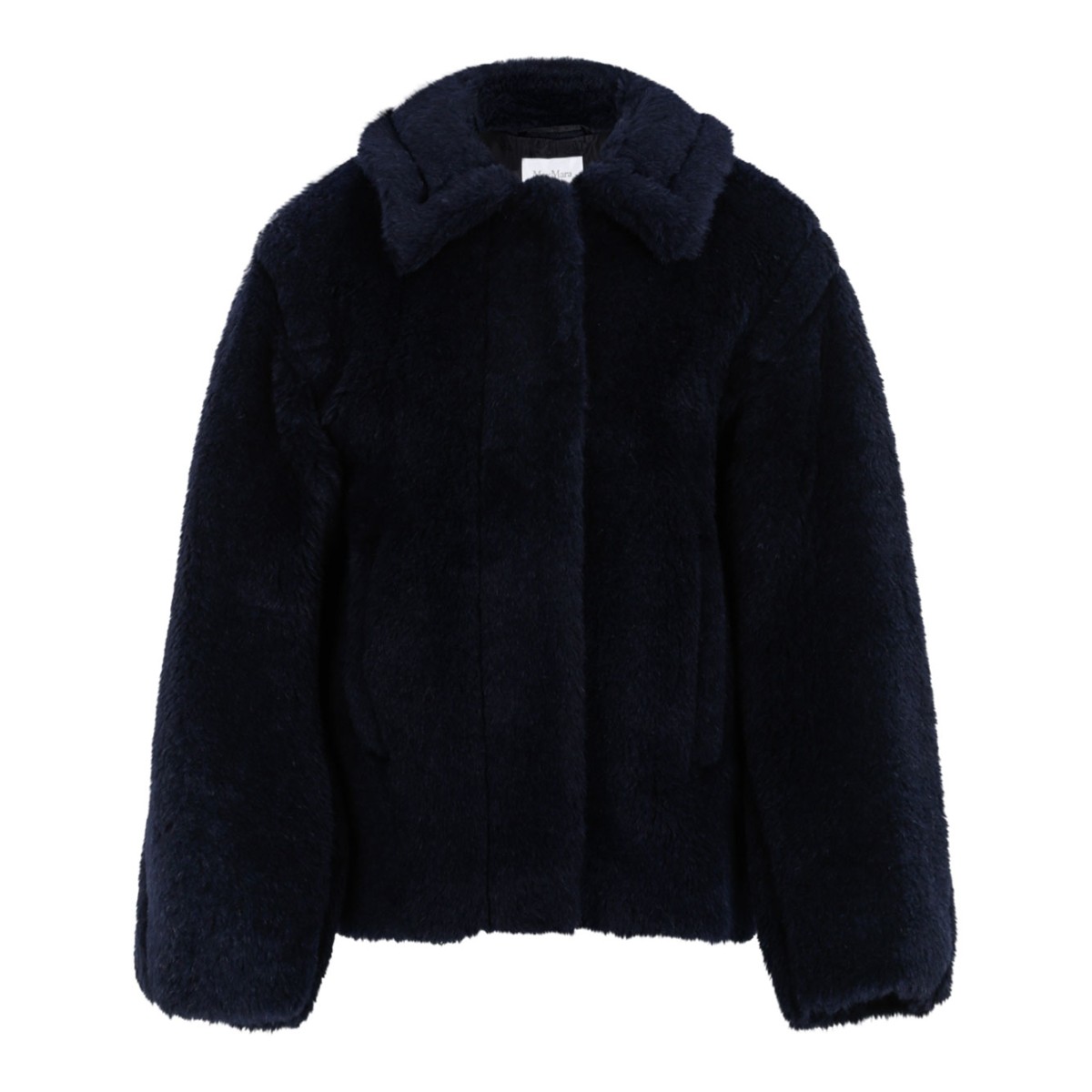 Navy Blue Alpaca Fur and Virgin Wool Jacket