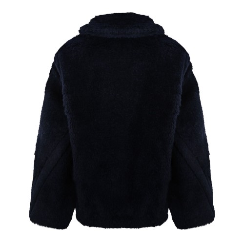 Navy Blue Alpaca Fur and Virgin Wool Jacket