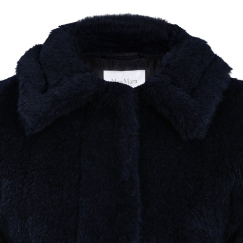 Navy Blue Alpaca Fur and Virgin Wool Jacket