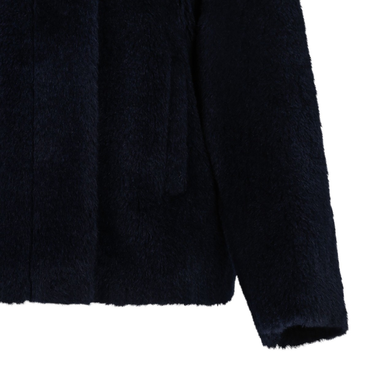 Navy Blue Alpaca Fur and Virgin Wool Jacket