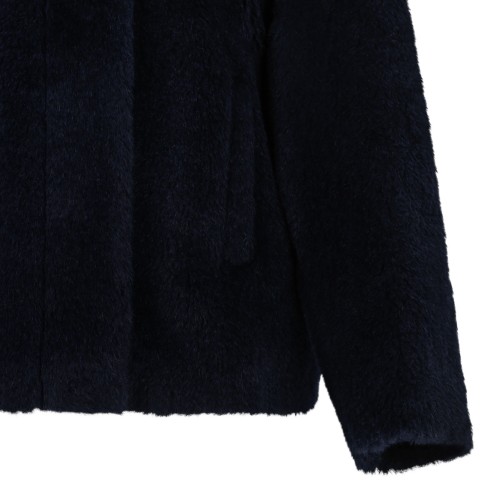 Navy Blue Alpaca Fur and Virgin Wool Jacket