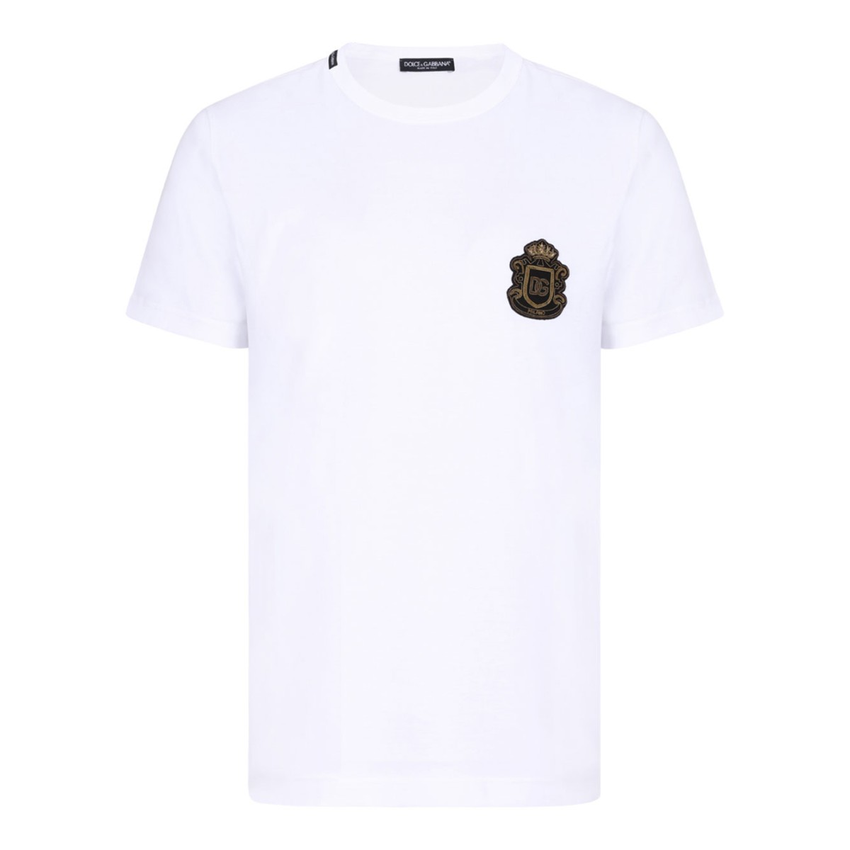 Optical White Cotton T-Shirt With Heraldic Patch