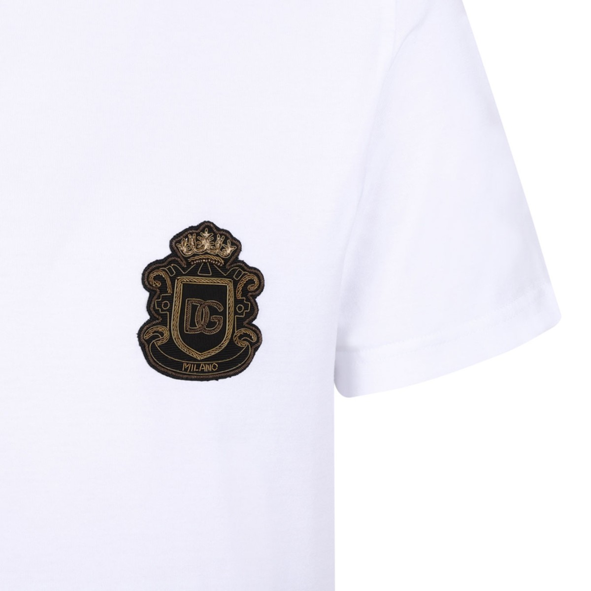Optical White Cotton T-Shirt With Heraldic Patch