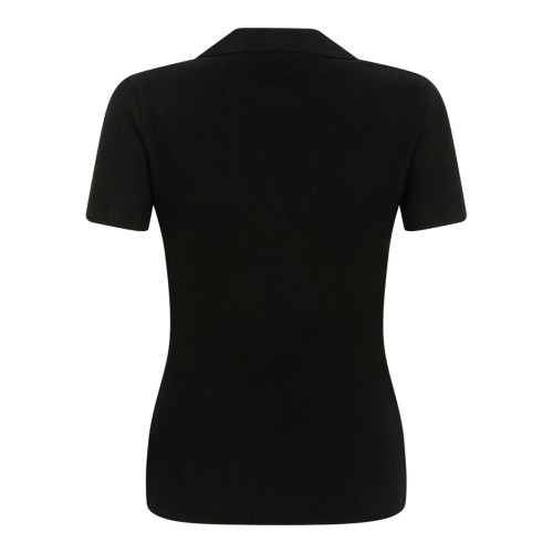Black Ribbed Wool Polo Shirt 2