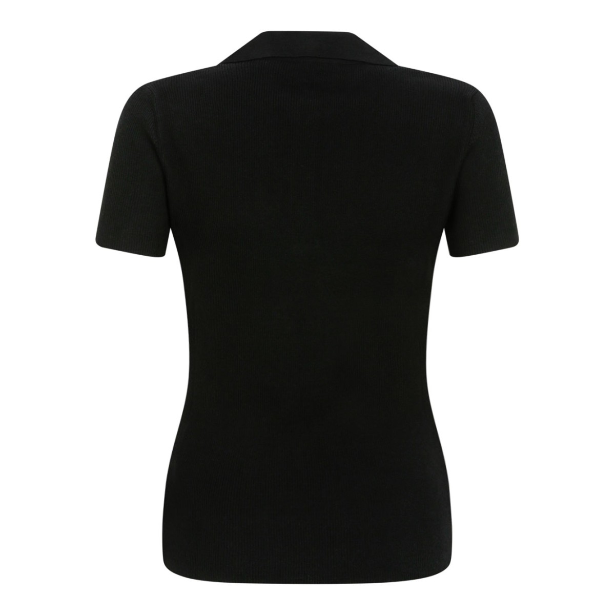 Black Ribbed Wool Polo Shirt